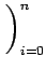 $\displaystyle \left.\vphantom{ x_i := xa+\frac{i(xe-xa)}{n}\,,\,
y_i := \frac{1}{x_i}\sin\left(\frac{3\pi}{x_i}\right) }\right)_{{i=0}}^{n}$